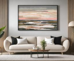 Quadro Decorativo com Moldura Moderno Tons Neutros para Sala de Estar, Quarto e Escritório, Hall Horizontal