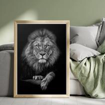 Quadro Decorativo com Moldura para Sala Imagem Leão - Londrinorte Molduras