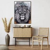 Quadro Decorativo com Moldura para Sala Imagem Leão - Londrinorte Molduras