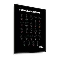 Quadro Decorativo Com Moldura Pistas GP Circuitos Fórmula 1 F1 - Fundo Preto