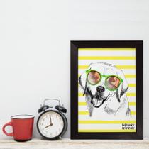 Quadro Decorativo com Moldura Preta Cachorro Labrador 22x32c