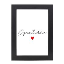 Quadro Decorativo Com Moldura Preta e Vidro Gratidão 36x26,5 Mdf Adesivado Quadro Decorativo Com Moldura Preta e Vidro Gratidão 36x26,5 Mdf Adesivado