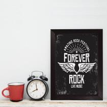 Quadro Decorativo com Moldura Preta Rock Forever 33x43cm