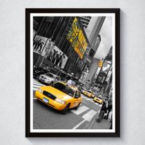 Quadro Decorativo Com Moldura Taxi Amarelo Nova York