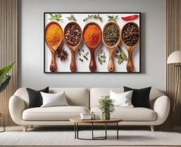 Quadro Decorativo com Moldura Tempero Cozinha para Sala de Estar, Quarto e Escritório, Hall Horizontal