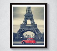 Quadro Decorativo Com Moldura Torre Eiffel Carro Vermelho Quadro Decorativo Com Moldura Torre Eiffel Carro Vermelho
