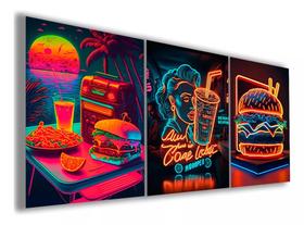 Quadro Decorativo Comida Hamburguer Punk Neon Bebida Cozinha Quadro Decorativo Comida Hamburguer Punk Neon Bebida Cozinha