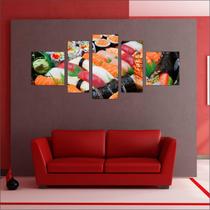 Quadro Decorativo Comida Oriental Sushi Restaurantes Cozinha 5 Peças TT1