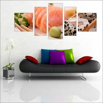 Quadro Decorativo Comida Oriental Sushi Restaurantes Cozinha 5 Peças TT3