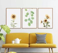 Quadro Decorativo Composição Trio Flores de girassol quadros da arte da parede tropical"