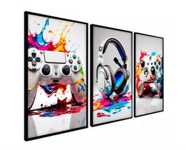 Quadro Decorativo Composição Trio gamer jogos"