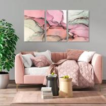 Quadro Decorativo Composição Trio Mármore Abstrato Rosa"