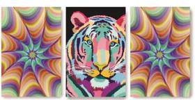 Quadro Decorativo Composição Trio Tigre Colorido"