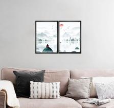 Quadro Decorativo Conjunto de 2 Quadros Paisagem Floresta Nublado Desenho Quadro Decorativo Conjunto de 2 Quadros Paisagem Floresta Nublado Desenho