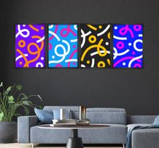 Quadro Decorativo Conjunto de 4 Quadros Abstratos Festa Coloridos