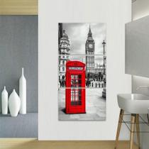 Quadro decorativo Conjunto Vertical Telefone e Big Ben Londres