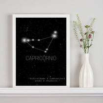 Quadro Decorativo Constelação Signo Capricórnio 33x24cm - com vidro