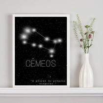 Quadro Decorativo Constelação Signo Gêmeos 24x18cm