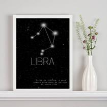 Quadro Decorativo Constelação Signo Libra 24x18cm - com vidro