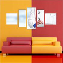 Quadro Decorativo Consultórios Médicos Medicina Mosaico 5 Peças T6