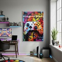 Quadro Decorativo Controle Xbox Branco-70X50Cm Mold Preta