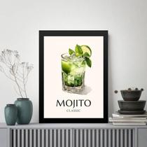 Quadro Decorativo Coquetel Mojito 45X34Cm - Com Vidro