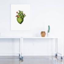 Quadro Decorativo Coração De Cacto 45x34cm Quadro Decorativo Coração De Cacto 45x34cm