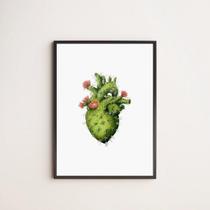 Quadro Decorativo Coração De Cacto 45X34Cm Quadro Decorativo Coração De Cacto 45X34Cm