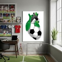 Quadro Decorativo Coração De Futebol-70x50cm Cor:Moldura Branca Quadro Decorativo Coração De Futebol-70x50cm Cor:Moldura Branca