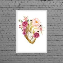 Quadro Decorativo Coração Florido 45x34cm Quadro Decorativo Coração Florido 45x34cm