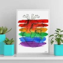 Quadro Decorativo Coração Gay 33X24Cm - Madeira Branca Quadro Decorativo Coração Gay 33X24Cm - Madeira Branca