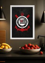 Quadro Decorativo Corinthians Paulista Escudo Branca Tamanho:21cm x 30cm (A4)