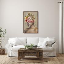 Quadro Decorativo Coroa de Flores com 1 Tela Cm ou Cm de Parede para Escritório Banheiro Hall 60cm X Com Vidro