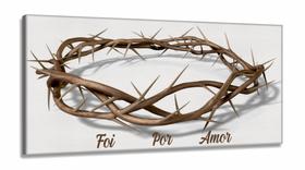 Quadro Decorativo Coroa Espinhos Amor em Tecido Canvas 130x60 Quadro Decorativo Coroa Espinhos Amor em Tecido Canvas 130x60