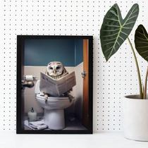 Quadro Decorativo Coruja No Banheiro 24x18cm - com vidro Quadro Decorativo Coruja No Banheiro 24x18cm - com vidro