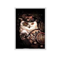 Quadro Decorativo Coruja Pirata Moldura Branca 24X18Cm