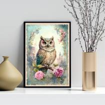 Quadro Decorativo Coruja Vintage 45X34Cm - Com Vidro Quadro Decorativo Coruja Vintage 45X34Cm - Com Vidro