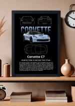 Quadro decorativo Corvette C7 Com Vidro Tamanho:21cm x 30cm (A4)