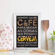 Quadro Decorativo Cozinha Café e Cerveja 22x32cm Moldura Br