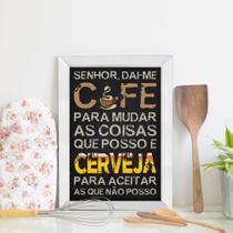Quadro Decorativo Cozinha Café e Cerveja 22x32cm Moldura Branca Quadro Decorativo Cozinha Café e Cerveja 22x32cm Moldura Branca
