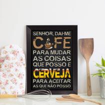 Quadro Decorativo Cozinha Café e Cerveja 33x43cm Moldura Preta