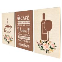 Quadro Decorativo Cozinha Café e Vinho Marrom Copa Cantinho Gourmet PMG