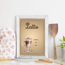 Quadro Decorativo Cozinha Café Latte 22x32cm Moldura Branca Quadro Decorativo Cozinha Café Latte 22x32cm Moldura Branca