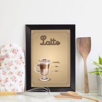 Quadro Decorativo Cozinha Café Latte 22x32cm Moldura Preta Quadro Decorativo Cozinha Café Latte 22x32cm Moldura Preta