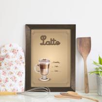 Quadro Decorativo Cozinha Café Latte 33x43cm Moldura Marrom Quadro Decorativo Cozinha Café Latte 33x43cm Moldura Marrom