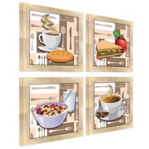 Quadro Decorativo Cozinha Café Manhã Padaria 20x20cm Kit 4un