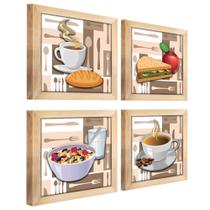 Quadro Decorativo Cozinha Café Manhã Padaria 20x20cm Kit 4un