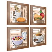 Quadro Decorativo Cozinha Café Manhã Padaria 20x20cm Kit 4un