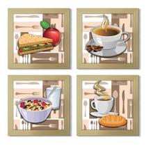 Quadro Decorativo Cozinha Café Manhã Padaria 20X20Cm Kit 4Un Titulo Moldura Marfim Listrado Quadro Decorativo Cozinha Café Manhã Padaria 20X20Cm Kit 4Un Titulo Moldura Marfim Listrado