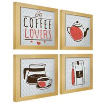 Quadro Decorativo Cozinha Café Padaria Copa 20x20cm Kit 4 un